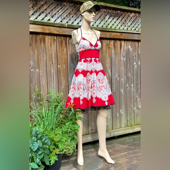 Jaw Dropping  Scarlet Paisley Pattern Dress - Picture 9 of 16